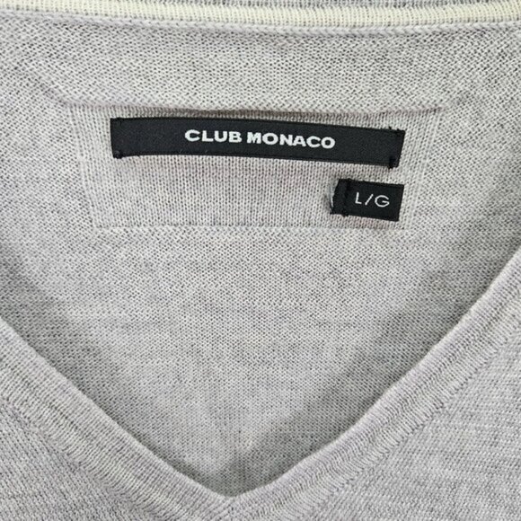 Club Monaco 100% Merino Wool Sweater Argyle Pattern Mens Size L Gray Long Sleeve - Picture 7 of 10